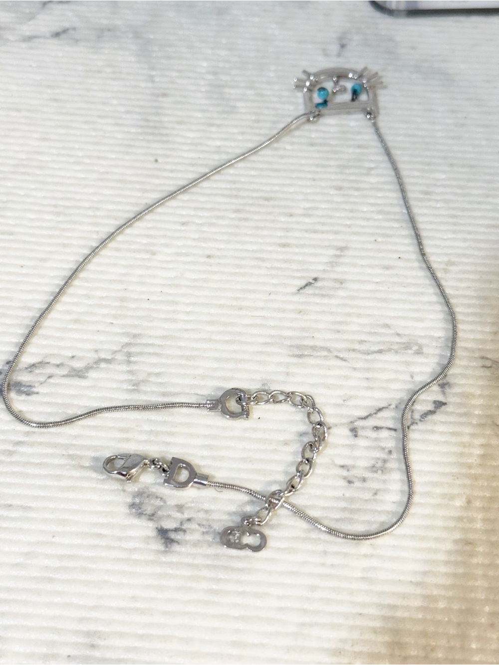 Christian Dior Silver Cat Pendant Necklace 🐱 Rare Vintage Find - Picture 14 of 15